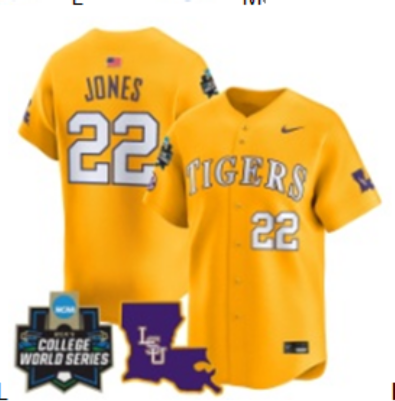 Men 2025 LSU Tigers #22 Jones Yellow Joint Name Nike NCAA 2025  Jersey style 4